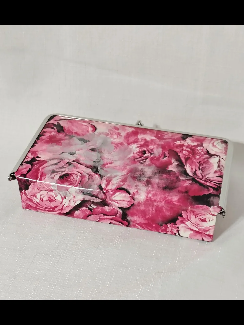 Floral Tapestry Vinyl Travel Jewelry Box Snap Close For Rings Necklaces Brooches